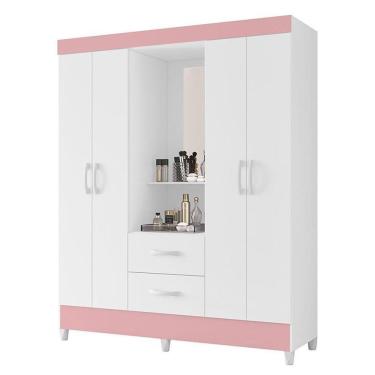 Imagem de Guarda Roupa Capelinha Mobi 4 Portas Flex Branco-rosa - Móveis Albatroz Branco-rosa