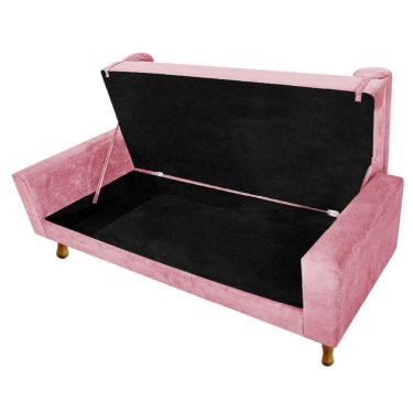 Imagem de Recamier Baú Félix Queen Size 160cm Suede Rosa Bebê