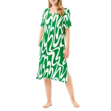 Imagem de Vestido Viscose sem Gola - Lohe, Verde, GG