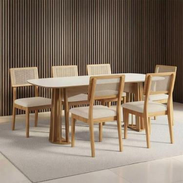 Imagem de Mesa de Jantar Retangular 180cm com 6 Cadeiras 100% MDF - Casa Lar SJ,