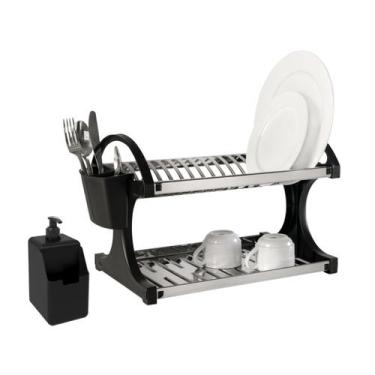 Imagem de Escorredor de Louça 16 Pratos Brinox Suprema em Aço Inox com Dispenser