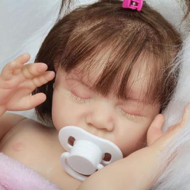 Imagem de Bebê Reborn Boneca Realista Cabelo Fio a Fio Olho Fechado - Cegonha Re