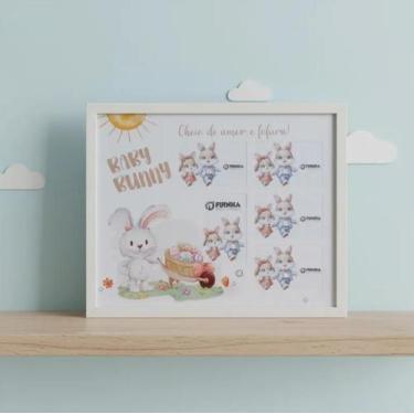 Imagem de Porta Retrato 5 Fotos 10x15cm Coelhinho Menino Menina Vidro Quarto beb