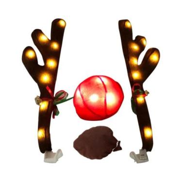 Imagem de Kit De Decoração De Chifres De Rena Com Luzes LED Para Carro, Decoraçã