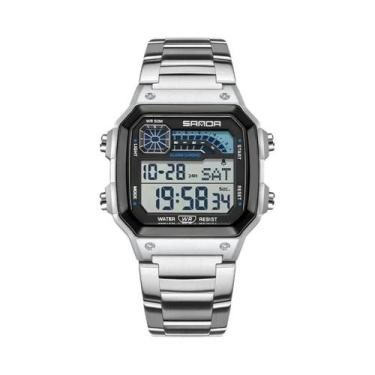 Imagem de Relógio Esportivo Digital À Prova D'água Masculino SANDA 6196 Com Cale