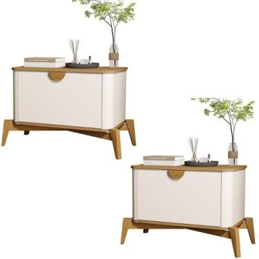 Imagem de Kit de Mesa de Cabeceira Buriti com Pés de Madeira Maciça - Loja DoceL