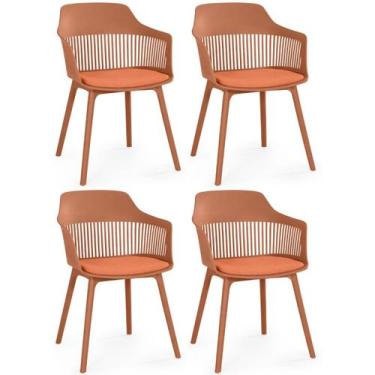 Imagem de Kit 4 Cadeiras de Jantar Estofada Marcela - Marrom - Magazine Decor