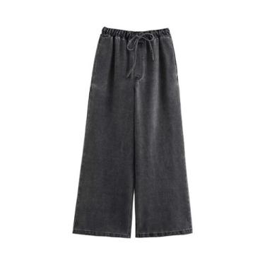 Imagem de Conjunto De Calças Jeans De Cintura Alta Para Mulheres, Top Casual Com