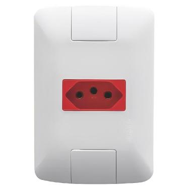 Imagem de Conjunto 4x2 com 1 Tomada 2p+t 20 Amperes 250 Volts Branco E Vermelho Aria 57241015 Tramontina C