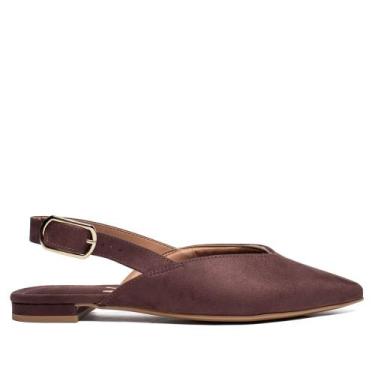 Imagem de Sapatilha Feminina Vizzano Slingback Camurça Marrom Escuro, Marrom esc