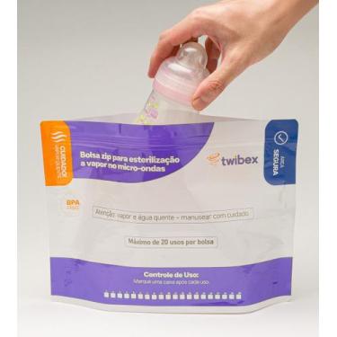 Imagem de Bolsa Zip Esterilização Vapor Twibex 5 Unidades Bebê Infantil Prática 