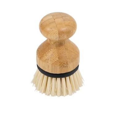 Imagem de Escova de limpeza redonda com pega de bambu preto - oikos
