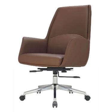 Imagem de Cadeira Escritório Giratória Diretor Atlanta Rivatti Revestimento Pu Marrom Base Estrela Cromada