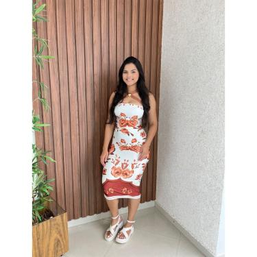 Imagem de Vestido Estampado Detalhe Boho Com Bojo Midi Crisconf