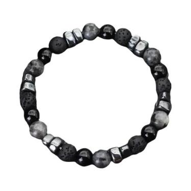 Imagem de Pulseira Masculina Artesanal De Pedra Hematita Natural, Joia De Cura Q