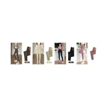 Imagem de Leggings Pretas Femininas De Cintura Alta M-XL, Calças Shark Com Efeit