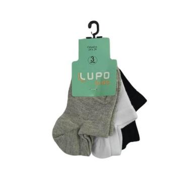 Imagem de Meia Lupo 02170-089 Kids Sapatilha Invisivel Kit 3, Preto, Branco, Cin