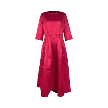 Imagem de Vestido Midi Plissado Elegante Para Mulheres, Cor Sólida, Para Festas 