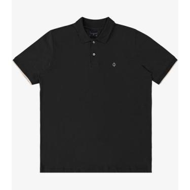 Imagem de Polo Meia Malha Flamê Masculina Diametro Preto, G, Preto