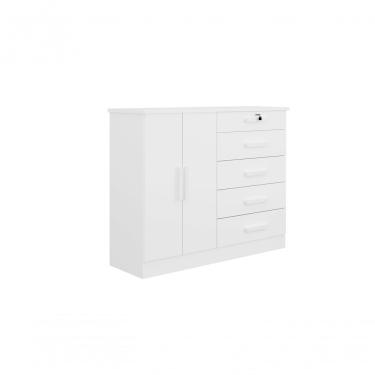 Imagem de Cômoda New Athos 5 Gavetas com Sapateira em MDF Telescópica Branco 110x136x45 cm