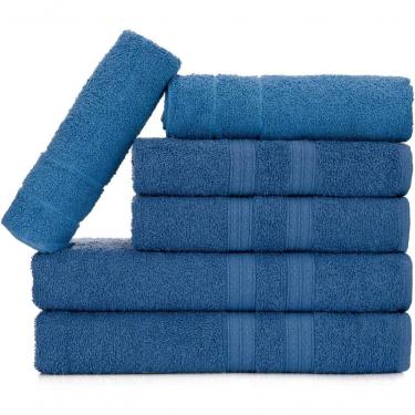 Imagem de Jogo De Toalhas Gigante Itália Soft 2 Banhão + 2 Rosto + 2 Tapete Luxo 100% Algodão - Azul