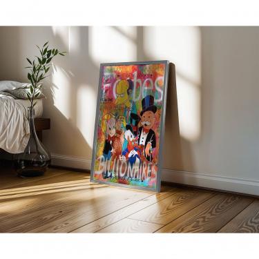 Imagem de Quadro Decorativo Jogo dos Ricos Retangular 50X70 em Vinil com Vidro Moldura Madeira