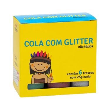Imagem de Cola Colorida Piratininga 6 Cores 25g Glitter para Trabalhos Manuais e Escolares Kit 6 Unidades Vermelho