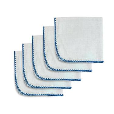 Imagem de Kit 50 Fralda De Boca Quadriculada 33x33cm Com Crochê 100% Algodão - D