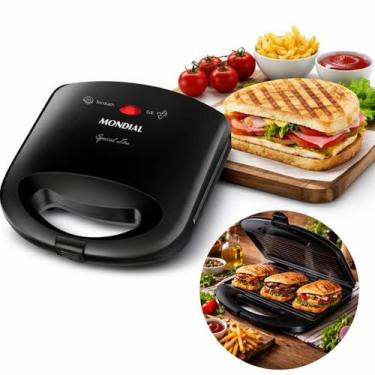 Imagem de Sanduicheira Grill Mondial 750W 2 em 1 Revestimento Antiaderente Não G