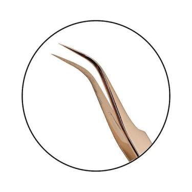 Imagem de Pinça Profissional para Alongamento de Cílios Ponta Curva Klass Vough