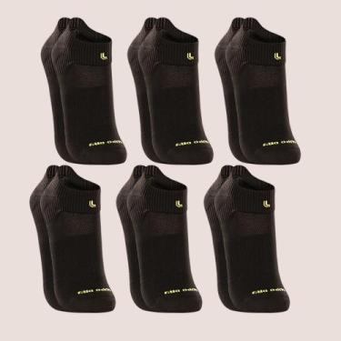 Imagem de Kit 6 Meia Lupo Academia Corrida Cano Curto Baixo Poliamida, Preto, 37