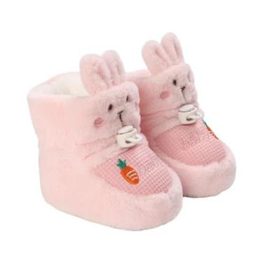 Imagem de Botas De Neve Para Bebê Menina Rosa Com Pelúcia Grossa E Quente, Antid
