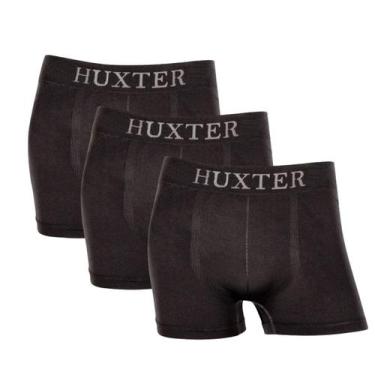Imagem de Kit 3 cuecas boxer huxter microfibra sem costura box adulto, Preto, G
