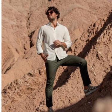 Imagem de Camisa Social Amil Masculina Linho Comfort Manga Longa Sem Bolso 1881 