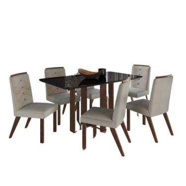 Imagem de Conjunto Mesa 6 Cadeiras 170/27  Vidro 160cm com Tecido Joli  Zamarchi
