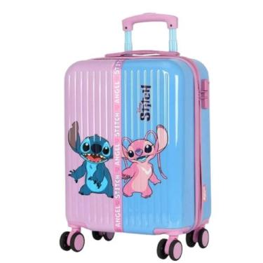Imagem de Mala de bordo stitch e angel luxcel infantil feminina com rodas mf1053
