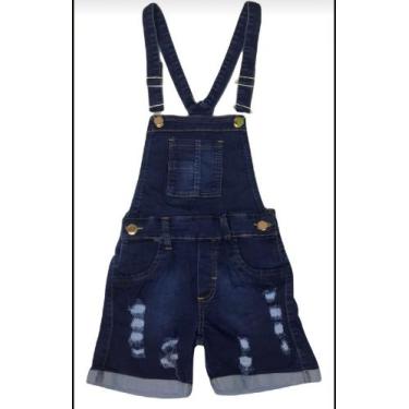 Imagem de Jardineira Jeans Feminina Infantil Juvenil Macaquinho Curto - Lala kid