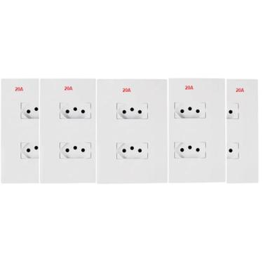Imagem de Kit c/5 unidades tomada duplas 20a linha i9 - ILUMI LINHA I9