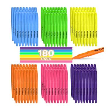 Imagem de Marcadores Textuais JSDOOGOO 180 Unidades 6 Cores Ponta Chanfrada