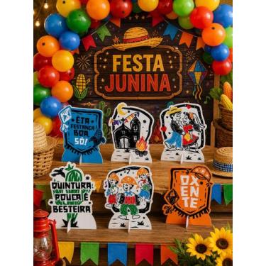 Imagem de Decoração Mesa Festa Junina C/6 Arraia Enfeite Caipira - Regina