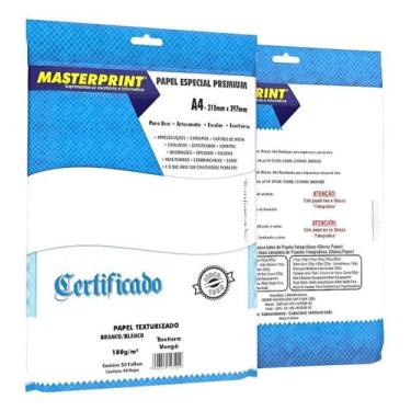 Imagem de Papel Vergê Texturizado Branco 180g A4 50fls Masterprint Bra  Kit 3un 