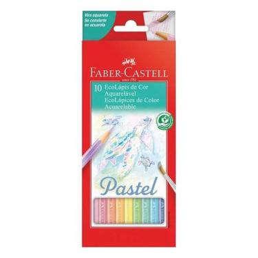 Imagem de Lápis de Cor Ecolápis Aquarelável 120210P 10 Cores Pastel - Faber Cast