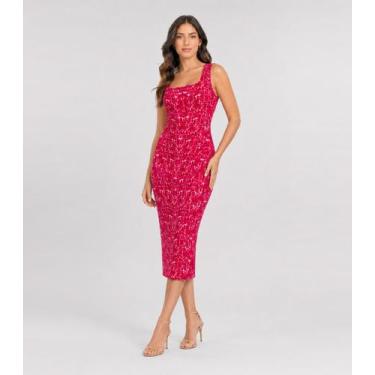 Imagem de Vestido Midi Estampado Malha Cotton Infinita Cor Vermelho, G, Vermelho