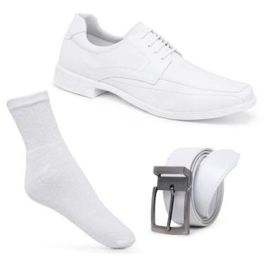 Imagem de Kit Sapato Masculino Branco Área da Saúde Com Meia & Cinto - Novo Hábi
