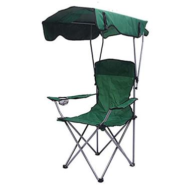 Imagem de GQYYS Cadeira de acampamento portátil com suporte para copo, cadeira de acampamento com sombra, cadeira leve para acampamento, viagens, pesca, praia, churrasco, suporta 150 kg
