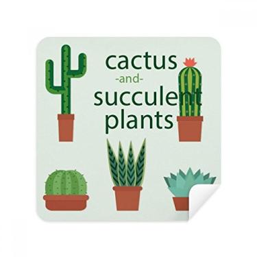 Imagem de Tecido de camurça para suculentas em vaso com ilustração de cacto de plantas, pano para limpeza de tela, pacote com 2