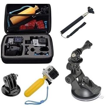 Imagem de Pacote de Itens para câmeras de ação Maleta Média Ventosa para vidro e carro bastão flutuador pau de selfie e adaptador tripé de montagem (5 itens)