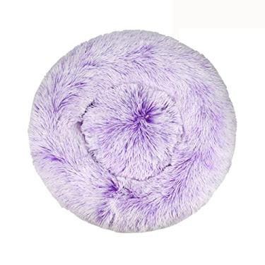 Imagem de Cama calmante para cães pequenos – Cama lavável para animais de estimação pequenos, cama de gato de pelúcia redonda antiansiedade, serve para animais de estimação, diâmetro 100 cm