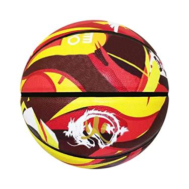 Imagem de No. 7 Basquete personalizado, projetado de acordo com os cinco elementos de ouro, madeira, água, incêndio e terra, o couro macio PU é resistente ao desgaste, presente de aniversário.,Red (fire)