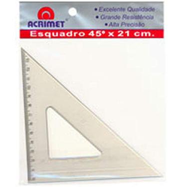 Imagem de Esquadro Isósceles 45° de 21cm, Acrimet, 532, Poliestireno, Cristal